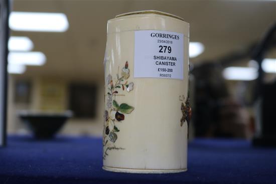 A Meiji period ivory shibayama box / canister